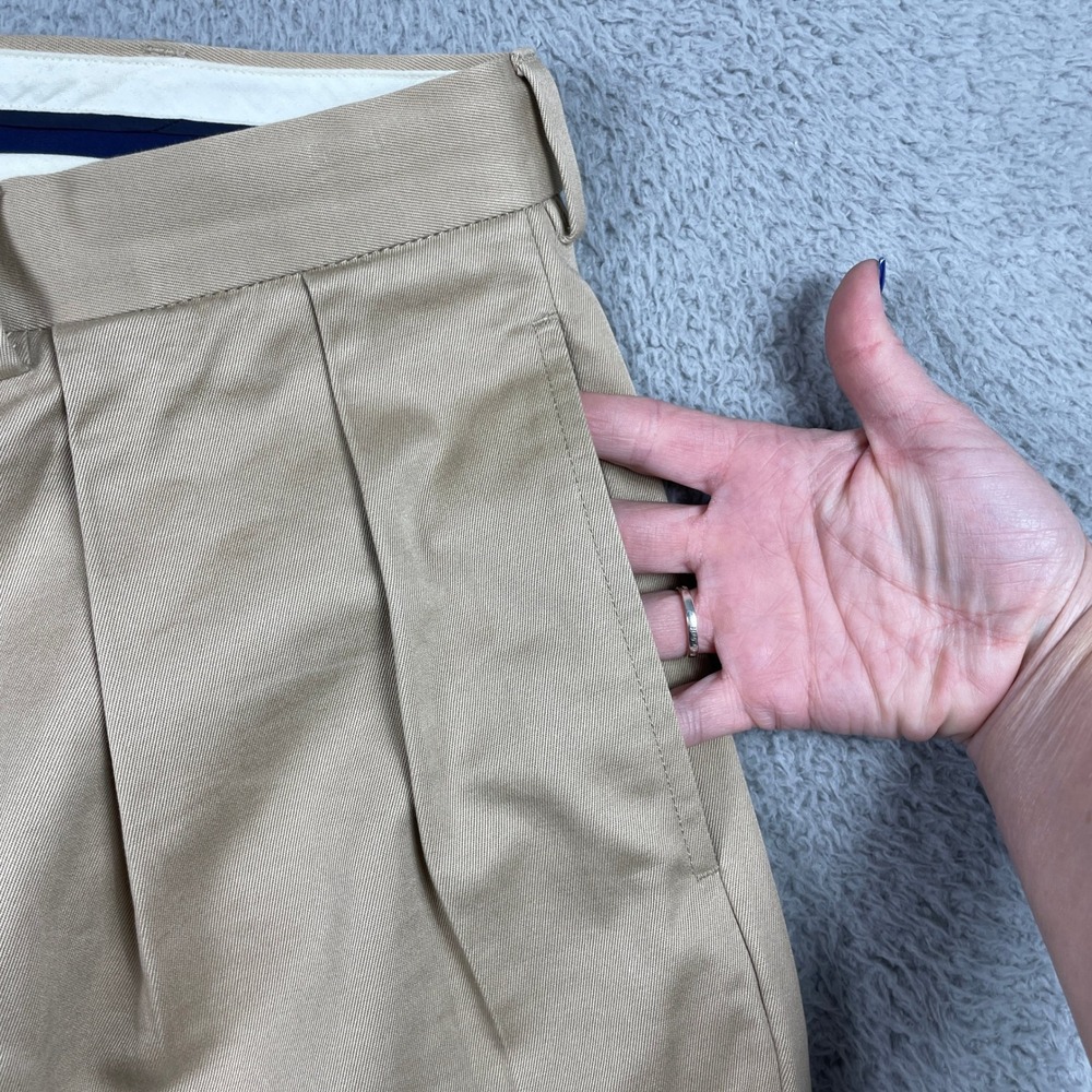 VTG Polo Ralph Lauren Double Pleated Chino Pants Mens 36R (Fits 34x31) Tan Khaki - Picture 6 of 9